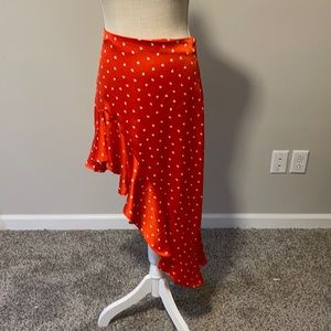 White and red heart asymmetrical skirt